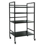 Livzing 4 Tier Metal Dish Rack Height Adjustable Microwave Stand with Hanging Plastic Hooks OTG & Oven Stand Cabinet Microwave Rack with Rolling Wheels Kitchen Dish Organizer Tiered Shelf - Black