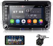 Android 10.0 Car Stereo for VW Passat Golf Jetta Tiguan Double Din 7 Inch Touch Screen Car Radio with Bluetooth GPS Navigation WiFi FM Radio Car Multimedia Player 2 USB Slot Head Unit + Backup Camera