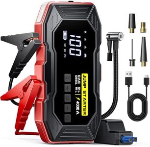 Jump Starter with Air Compressor, Portable Car Battery Jump Starter(12 Gas/10L Diesel), 4000A Peak 160PSI 12V Automobile Jump Box Pack Chargers with Jumper Cables, 4-Mode LED Lights, LCD Display