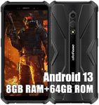 Ulefone Armor X12 Pro Android 13 Rugged Smartphone Canada Unlocked, MTK Helio G36 8GB+64GB Cell Phone Canada, 13MP+8MP Camera, 5.45" HD+, 4860mAh, Dual SIM 4G Rugged Phone, NFC/OTG/GPS/FM, Black