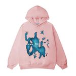 2024 Women's Pray The Lord Reennss Hoodies, Novelty Funny y2k Gothic Hooded Sweatshirts Pullover Halloween Hoody Tops Pink