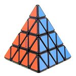 Willking Pyramid Speed Cube 4x4 Pyraminx Puzzle Triangle Twist Magic Cube Black