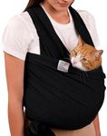 Dog Sling Carrier for Small Dogs - Anti-Anxiety Cat Sling, Puppy Pouch - Pet Sling in Gray Black Blue Green Pink Yellow (Black, Large)