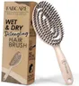 FABCARE Brosse Cheveux Poil Sanglier Démêlante Double Ressort Spirale Magique Sans Tirer Professionnelle (Beige)
