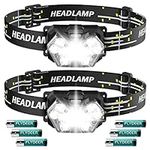 Lsnisni 9 LED Headlamp 2 Pack, 2000 Lumen Super Bright Head Lamp with 6 Modes, IPX5 Waterproof Head Light, Lightweight Head Flashlight for Kids Adults Camping Hiking - 6 AAA Batteries Included