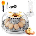 Egg Incubator for Hatching Chicks, Automatic Egg Turner Holds 12 Eggs, Smart Incubator 360° Clear Window with Temperature Display, Incubate Candler for Small Poultry Chickens Ducks Quails