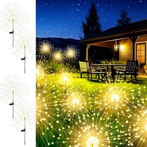 Solar Outdoor Firework Lights 120LED 4Pack, Solar Garden Lights for Outside Outdoor Yard Decorative, Solar Sparkler Lights for Yard Pathway Flowerbed Decor