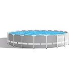 Intex 20 Foot x 52 Inch Steel Frame Round Outdoor Above Ground Swimming Pool Set with 1500 Gallon Cartridge Filter Pump for Adults and Kids, Gray