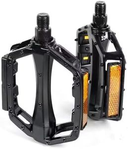 1 Pair Bicycle Pedal, Mountain Bike Pedals, 9/16 Inch, Aluminium Alloy, Wide Platform, with Reflectors, Lightweight Aluminum Alloy Wide Platform Pedals for Mountain Bike, BMX, Road Bike Pedals