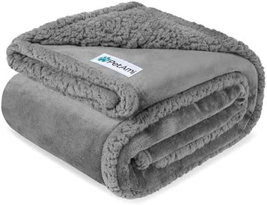 PetAmi WATERPROOF Dog Blanket for Bed, Couch, Sofa | Waterproof Dog Bed Cover for Large Dogs Puppies | Grey Sherpa Fleece Pet Blanket Furniture Protector | Reversible Microfiber | 80 x 55 (Light Grey)