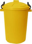 M1SS 50 Litre Heavy Duty Plastic Clip Lock Lid Bin Indoor or Outdoor Rubbish, Waste or Storage of Animal Feed. (Yellow)