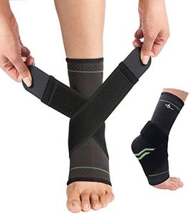 ABIRAM Ankle Brace, Ankle Compression Sleeve, Foot Sleeve (1 Pair) with Strap, Ankle Support for Sprained Foot, Plantar Fasciitis Relief Socks, Achilles Tendonitis, Women & Men, M
