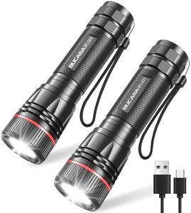BUCASA LED Lampe Torche Rechargeable, 2000 Lumens Lampe Torche LED Ultra Puissante avec 3 Modes, 2 Pièces Zoomable Lampe Torche Enfant, Étanche Flashlight pour Camping, Randonnée, Urgence,Cadeau