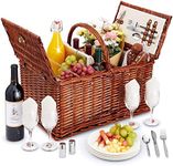 4 Person Wicker Picnic Basket Set w