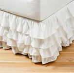 Surwin Pleated Bed Valance Sheet Single Double King, Princess Bed Base Wrap Extra Deep Frilled Fitted White Valance Sheet Easy Care Bed Skirt Soft Microfibre Breathable (120x200x45cm,White)