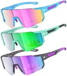 QALLY Kids Sunglasses Youth Baseball Softball Sunglasses for Girls Boys Age 4-14 UV Protection Sports Kids 3 Pack