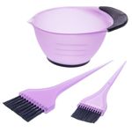 Professional Hairdresser's 3 Piece Purple Tinting/dye kit, includes Tinting Bowl, 1 large and 1 Small Tint Brush. An ideal hair dye bowl and brush set for work or home use.