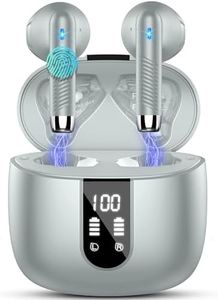 Cuffie Bluetooth, Auricolari Bluetooth 5.3 Cuffie Wireless in-ear con 4 Mic, 2024 Cuffie Senza Fili ENC Cancellazione Rumore, Mini Cuffiette Bluetooth IP7 Impermeabile HiFi Stereo/LED/USB-C Grigio