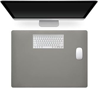 kwmobile Desk Pad 40 x 30 cm - Double Sided Synthetic Leather and PU Suede Office Mat for Desks Laptops - Grey