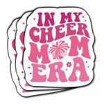 (3Pcs) in My Cheer Mom Era Stickers - Decorate Books, Laptops, Water Bottles, Kindles Stickers - 3" Waterproof Vinyl Stickers with Book Vintage Retro Groovy Design