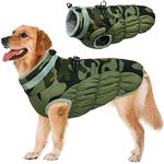 LeLePet Dog Coat, Windproof Camo Cold Weather Coat, Fleece Lined, Reflective, Adjustable, Turtleneck, Size S