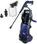 High Power 1900W Portable Electric Pressure Washer | Includes Soap Bottle and Adjustable Nozzle | 5 Metre Power Cable | 150/Bar | Max Flow Rate: 450l/h | Heavy Duty Wheels