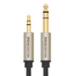 MOKFON Stereo Aux Cable for Power Amplifier 6.35mm1/4” Male to 3.5mm 1/8” Male TRS Audio Adapter on iPod, Guitar,Microphone and Laptop(2M/6ft Black)