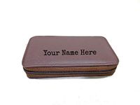 Label M E PU Leather Key Case Pouch Wallet Keychain Key Holder Ring with 6 Hooks Zipper, Emergency Cash Pocket. (Personalized Dark Brown Matte, 14 cm x 8 cm)