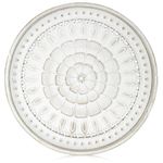 Hanobe Decorative Round Coffee Tray: White Wooden Carved Boho Decor Serving Trays Farmhouse Circle Wood Platter for Counter Table Centerpiece Ottoman