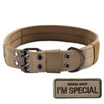 Tactical Dog Collars, S.Lux Nylon Military Adjustable Dog Collar with Metal D Ring Buckle for Dog Training - Pet Classic Solid Color Collection Martingale Collars (Coyote Brown, L)