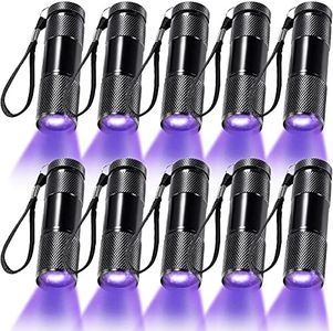 Roceei 10 Pieces UV Blacklight Flashlights, LED Flashlight Torch Light, Handheld Blacklight Flashlights, Mini Light Torch Detector, Portable UV Flashlight Torch for Pets Stains Urine (Purple Light)