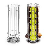 Vinsani 24 Coffee Pod Holder - Rotating Chrome Tower Storage Stand for Dolce Gusto Coffee Capsules