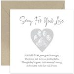 Old English Co. Sympathy Cards - Thinking of You Card - Loss of Dog, Cat, Pet - Pet Death Condolences Card - Deepest Sympathy Sorry For Your Loss Card - Heart Paw Print Poem Design | Blank Inside