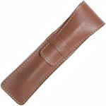 DiLoro Single Pen Case Holder Sleeve Thick Buffalo Full Grain Leather (Buffalo Dark Tan)