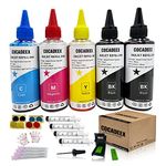 COCADEEX Ink Refill Kit Compatible with Hp Ink Cartridges 307XL 305XL 650XL 351XL 350XL 300XL 901XL 62XL 21XL 22XL Series, 5 Bottles Ink with Refill Tools (2BK 1C 1M 1Y)