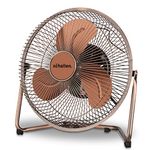 Schallen Small 9" Metal High Velocity Cold Air Circulator Adjustable Floor Fan with 3 Speed Settings (Copper)