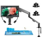 TOMLOV TM3K-3D Max 10.1" IPS Digital Microscope with Magnetic Dual Lenses, 3D Soldering Microscope for Adults, 3K UHD HDMI/USB Coin & PCB Magnifier with LED Light, Repair Mat, Flex Arm Stand, 64GB