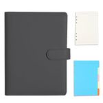 A5 Ring Binder, 6 Ring PU Leather Loose Leaf Notebook Planner Notebook Cover with 45 Sheets A5 Lined Paper, Binder Dividers for School Office Meetings,Black