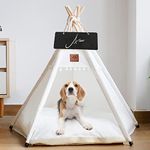 Dog Teepee Pet Tent Portable Dog Houses Puppy Teepee Cat Bed with Thick Cushion