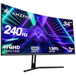 Amzfast 34-Inch Curved Ultrawide Gaming Monitor - UWQHD (3440x1440), 240Hz, 1ms MPRT, 1500R, Adaptive-Sync | Dual HDMI 2.1 & DisplayPort 1.4 | VESA | Flicker-Free | AMZG34C5Q Pro