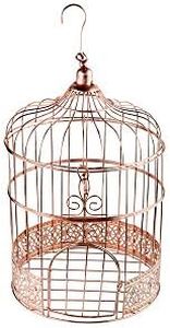 partydeco.pl Jaula Decorativa de pájaros en Oro Rosado Vintage Voliere como decoración/Caja de Tarjetas de Regalo/decoración de Mesa