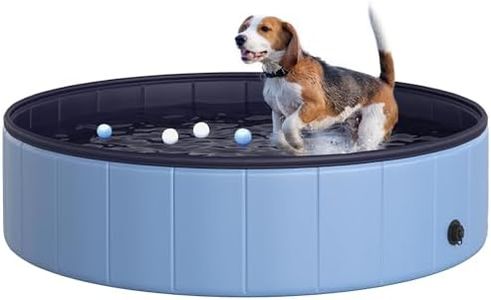 PawHut D01-004BU Folding Dog Bath Pool Pet Swimming Pool Puppy Bathing Tub Pet Supplies (Φ47.2”, Blue)