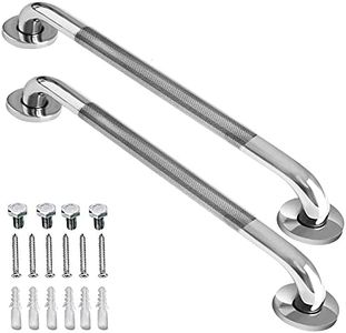 2 Pack 24 Inch Anti Slip Shower Grab Bar Handles, ZUEXT Chrome Stainless Steel Knurled Bathroom Balance Bar, Safety Hand Rail Support,Handicap Elderly Injury Senior Assist Bath Handle£¨1.25" Diameter)