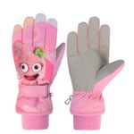 Waterproof Gloves Kids Boys Girls Winter Thermal Warm Snow Ski Glove for Boy Girl Kid Cycling Running Snowboard Outdoor Sport (Rose, S(4-6Years))