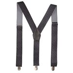 PELUCHE Metrices Black Coloured 3.5cm Strap Width Elastic Suspenders for Men