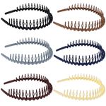 Qianyu 6 Pcs Zigzag Shark Teeth Headbands for Girls Teens Women Hard Plastic Effortless Thin Headbands with Teeth Comb Wave Shape Colorful Elastic Non Slip Skinny Hair Accessories