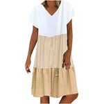 APIVOE Shirt Dresses for Women 2024 Plus Size Casual Dresses Short Sleeve Midi Dresses Summer Beach Vacation Boho Sun Dress, 03- Khaki, 3X-Large