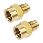 sourcing map Brass Pipe Fitting, 1/2"-20UNF Flare Male to 1/4NPT Female Thread, Tubing Adapter Hose Connector, for Air Conditioner Refrigeration, 2Pcs