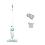 Shark Steam Mop, Lightweight Steam Mop for Hard Floors with 2 Machine Washable Cleaning Pads & Fill Flask, 375ml Capacity, 5.5m Power Cord, 30 Second Heat-Up, White & Green S1000UK