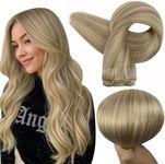 Full Shine Sew In Hair Extensions Weft Hair Extensions Ash Blonde Human Hair Bundles Remy Hair Extensions Sew In Weft Extensions Soft Silky Hair Color Dark Blonde Mix Platinum Blonde 105G 16 Inch